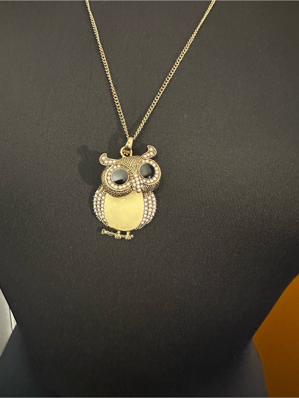 Gold ToneOwl Pendant Necklace with Black Eyes - Women Jewelry